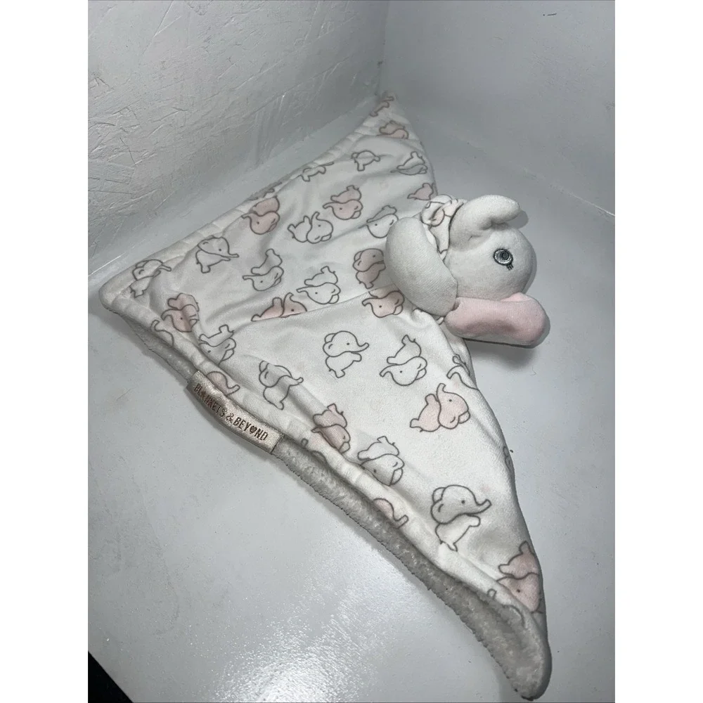 Blankets & Beyond Gray & White & Pink Elephant Lovey Security Blanket